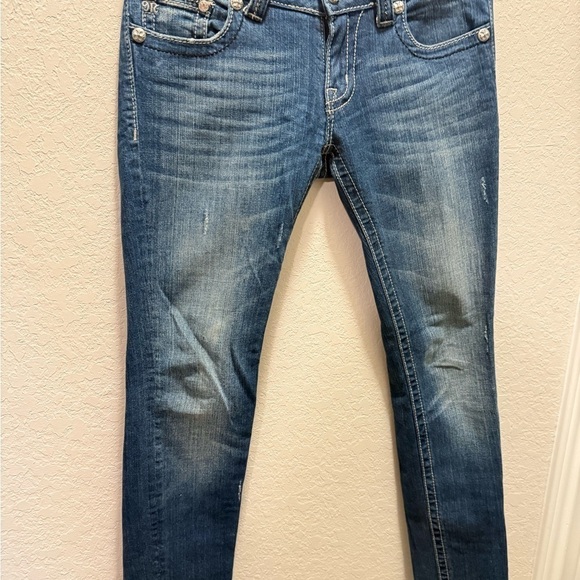 Miss Me Denim - Miss Me Blue Skinny Jeans with Vintage Distress size 27